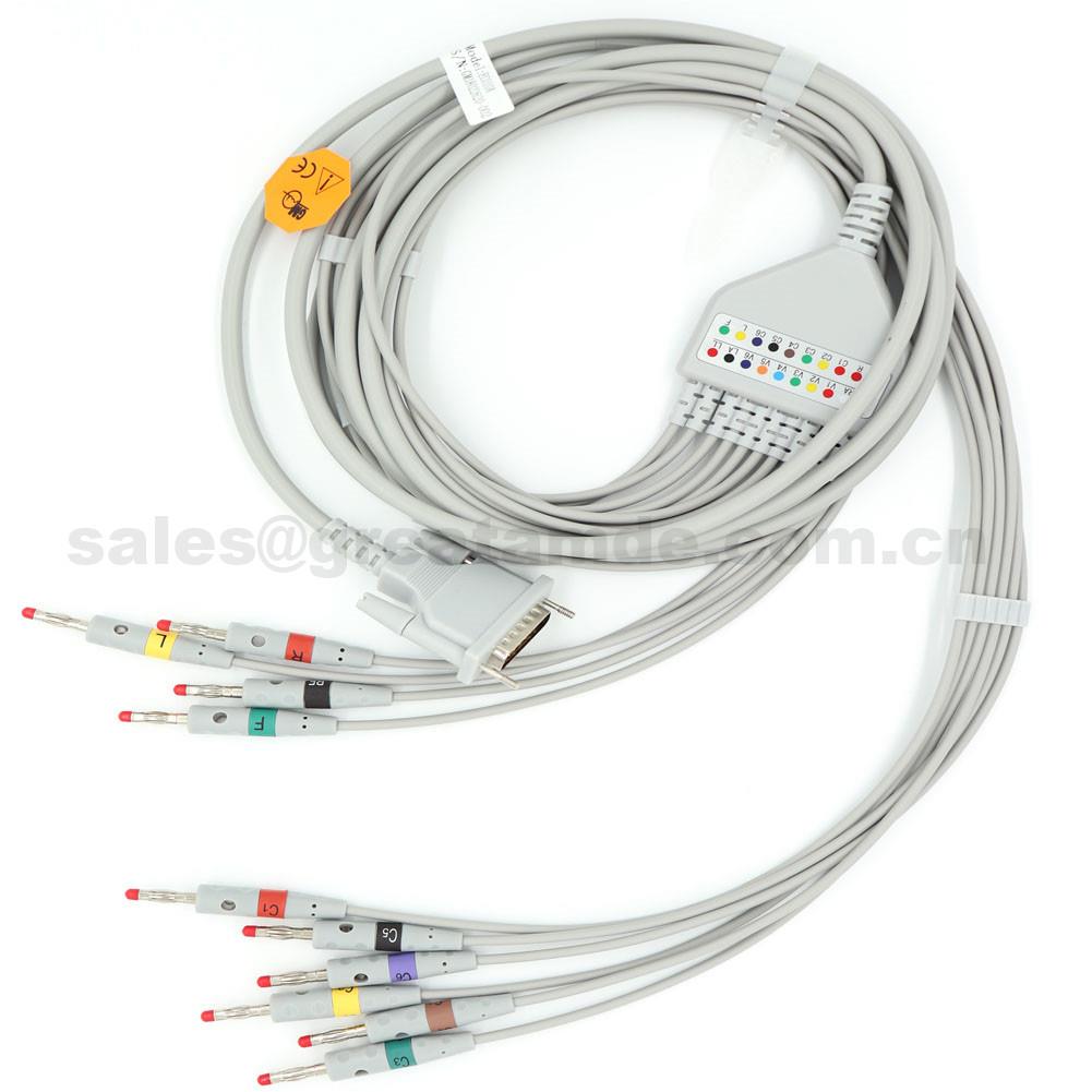 EC010A schillerin EKG-kaapeli, IEC, DB15M Banana 4.0, AT-1, käyttö Schiller AT-102: n, CS-200: n kanssa, EC010A schiller EKG cable , IEC, DB15M Banana 4.0 , AT-1 ,Use with Schiller AT-102, CS-200,
