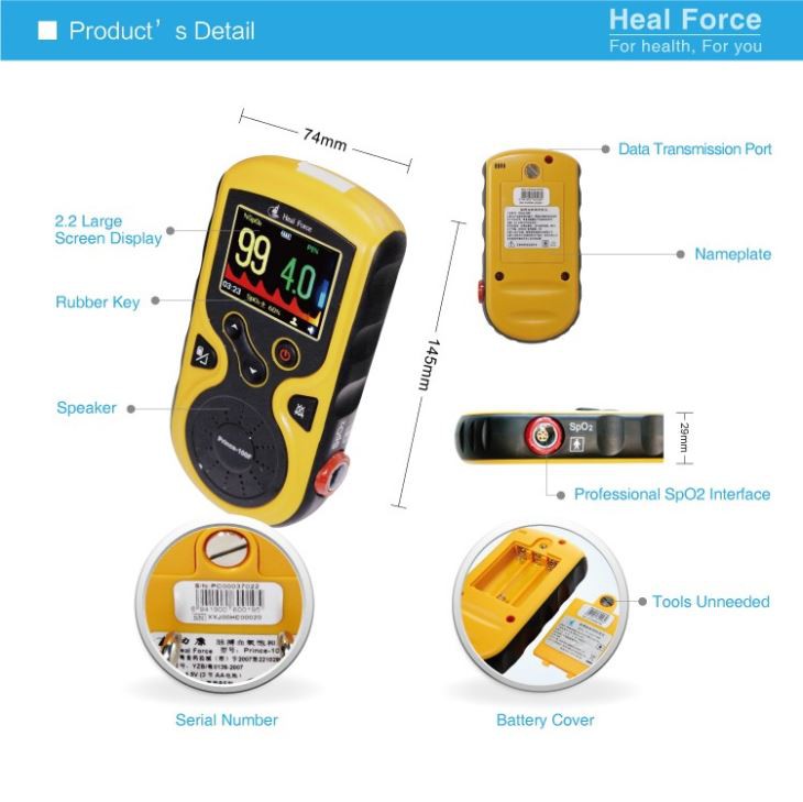 Heal Force Prince-100F Handheld Pulse Oximeter With Real-Time Measurements