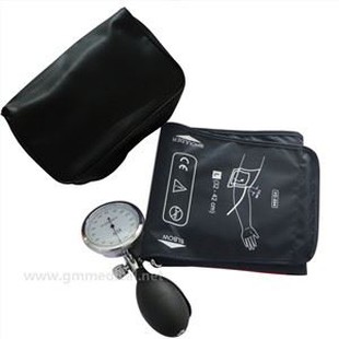 Suuri aikuisten manuaalinen verenpainemansetti, yhden putken mansetti, painemittari ja täyttölamppu tummansininen.